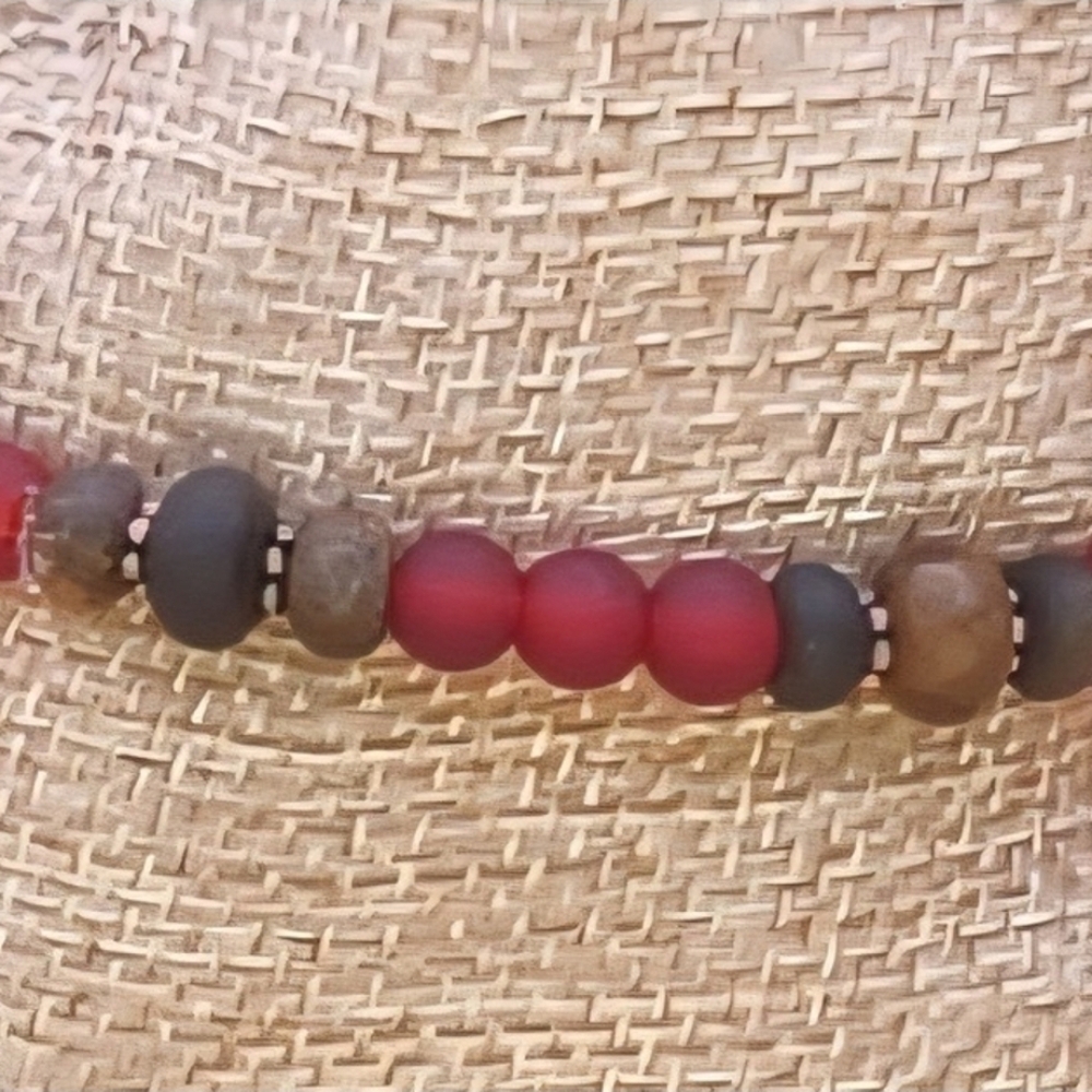 Red Sea Glass, Toffee Bronzite, Golden Obsidian ans Copper Beaded Bracelet - Picture 4 of 6